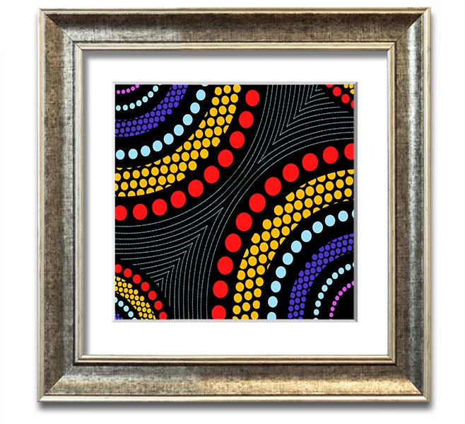 Aboriginal Pattern 11 Square Framed Print showcasing intricate designs in a stylish frame.